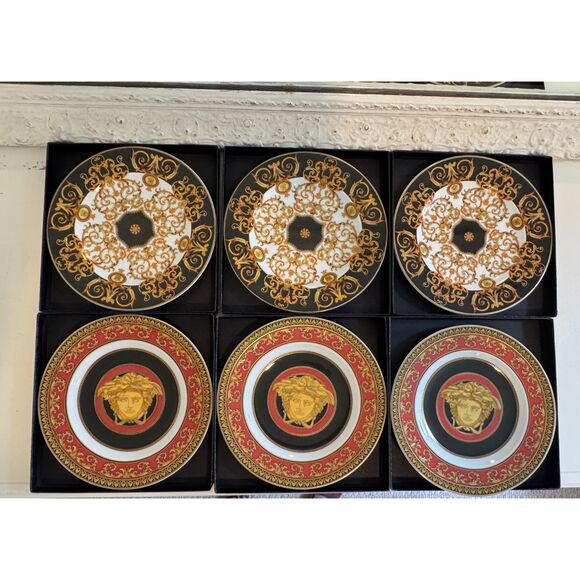 6 Versace Rosenthal Barocco Medusa Plates Rare Find !!!  7 inch plate 18 cm - Picture 1 of 9